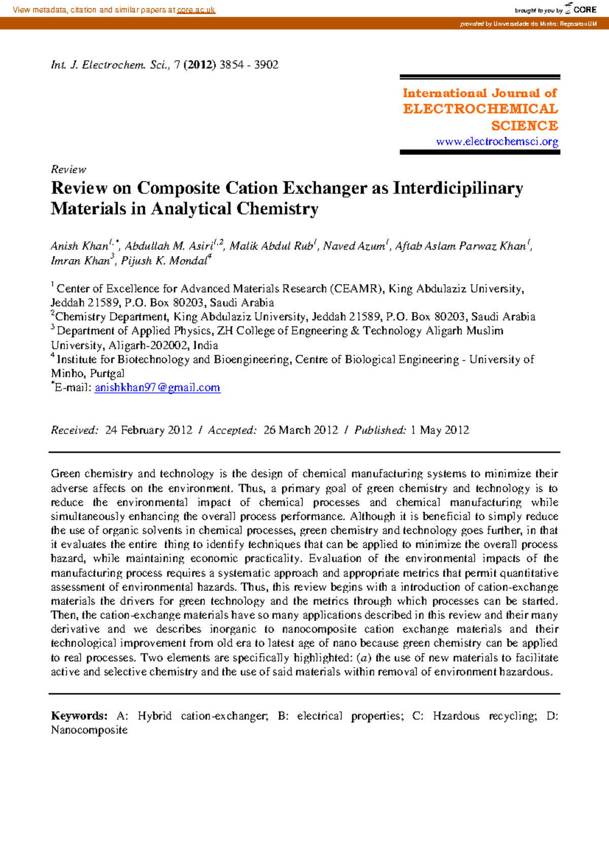 55621691 - Cours - Int. J. Electrochem. Sci., 7 (2012) 3854 - 3902 International Journal of ...