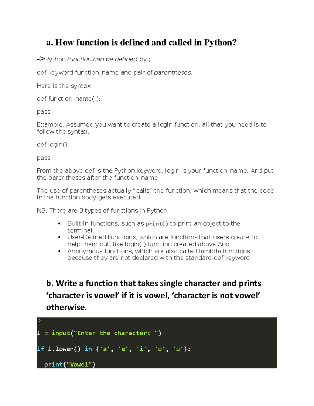 how-function-is-defined-and-called-in-python-a-how-function-is