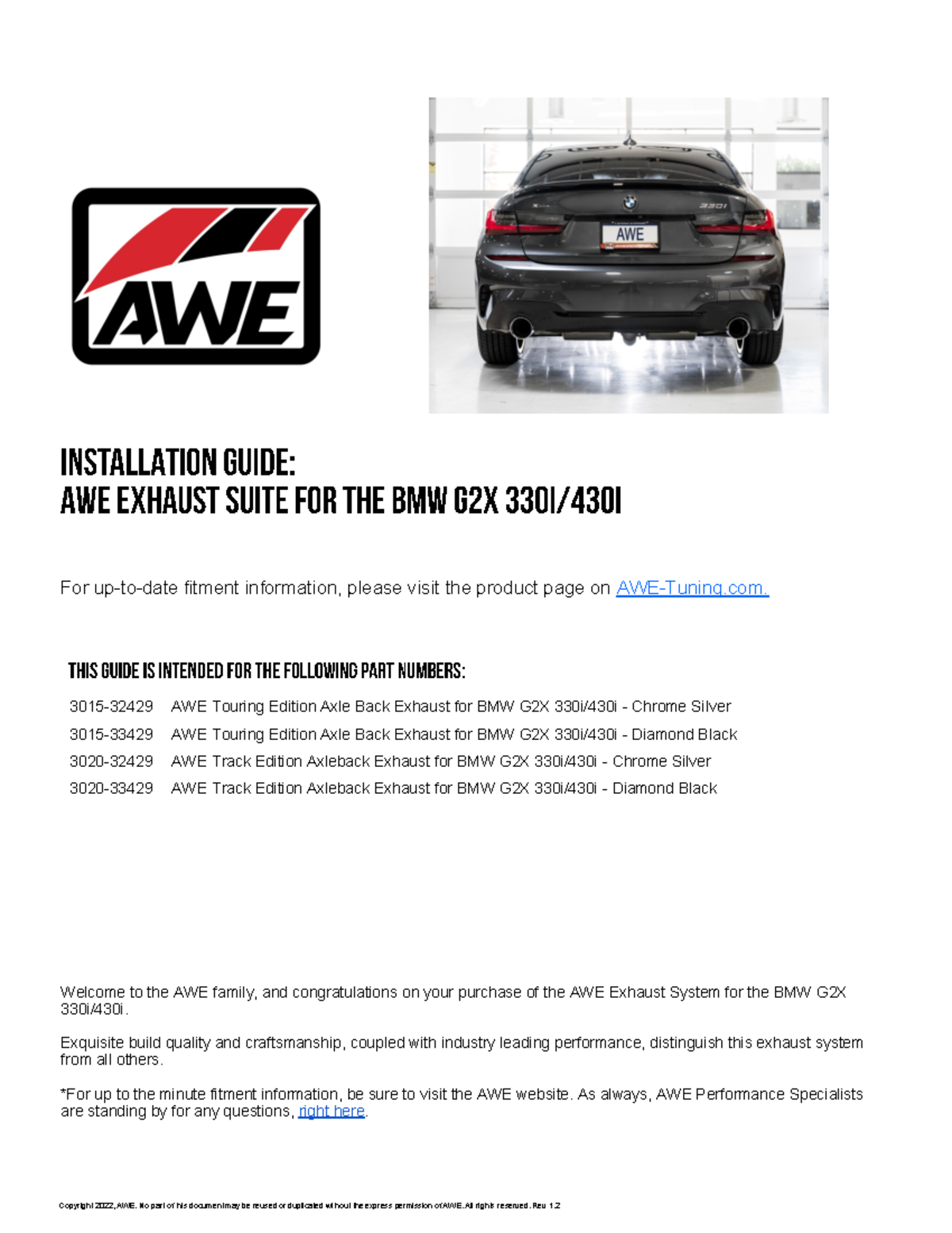 AWE Tuning G2X Touring-to-Track Conversion Kit for BMW 19-23 330i / 21-23 430i (3820-11429)