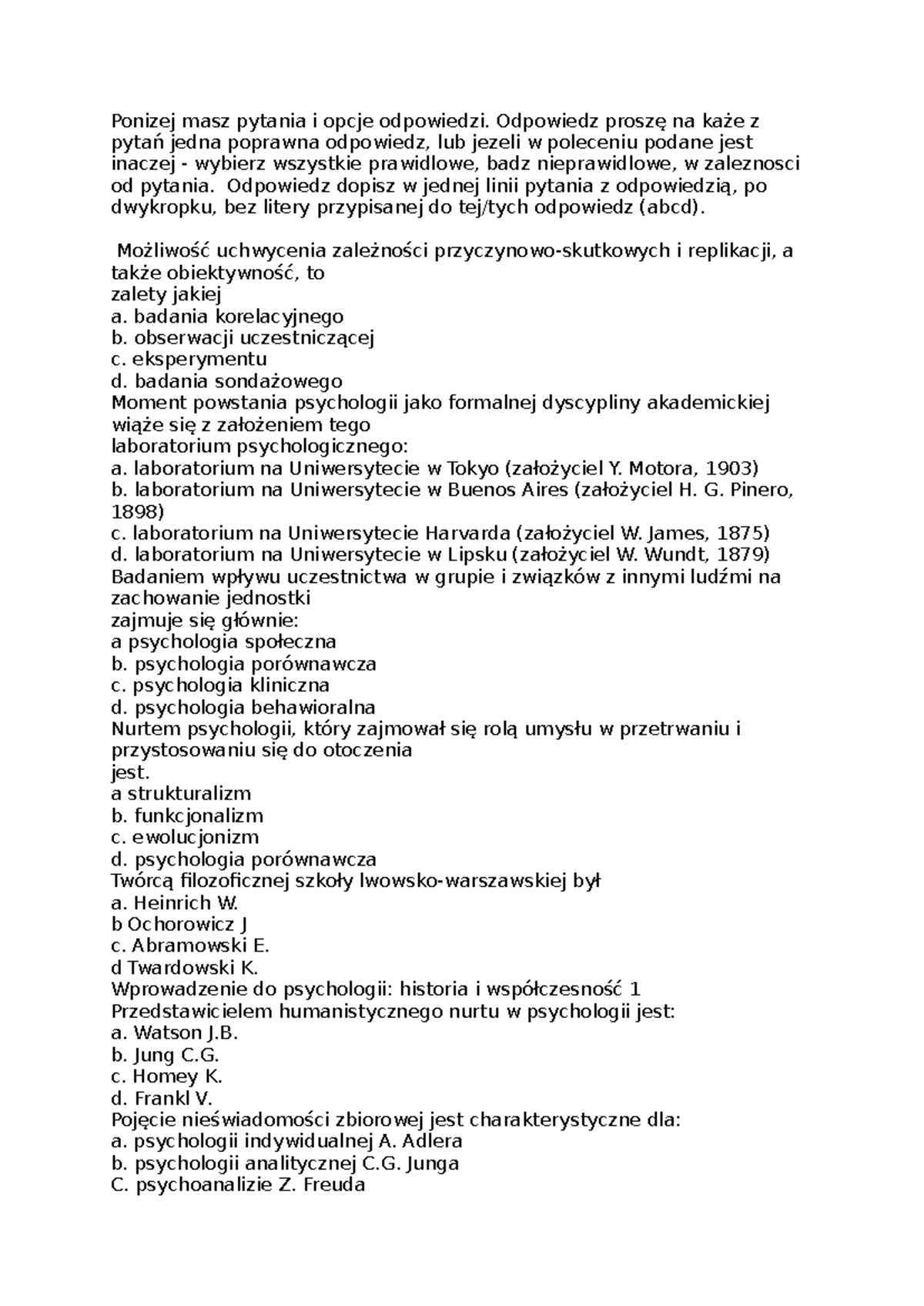 Grzyyb egzamin - Ponizej masz pytania i opcje odpowiedzi. Odpowiedz