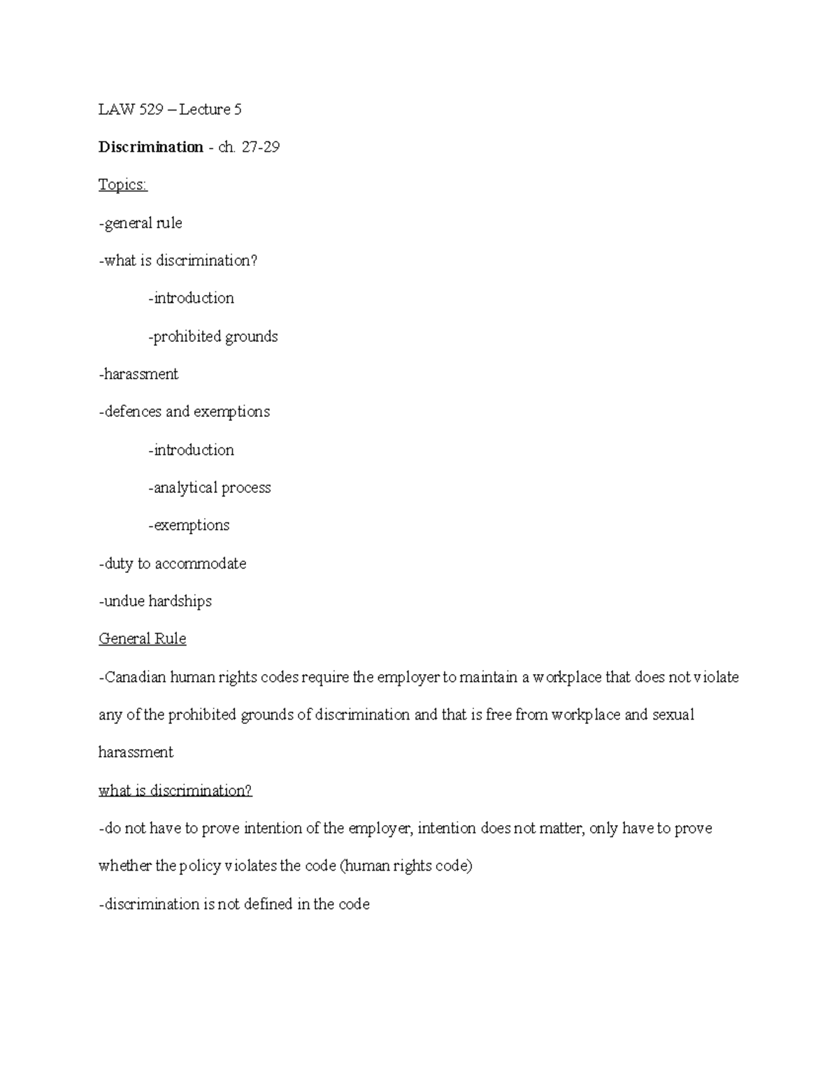 LAW 529 – Lecture 5 - LAW525 - LAW 529 – Lecture 5 Discrimination - ch ...