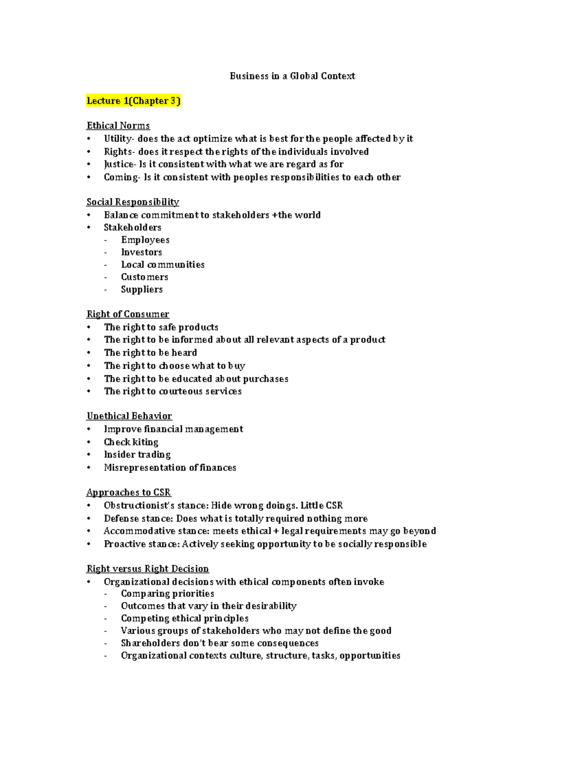 BGC Midterm Study Guide - Business in a Global Context Lecture 1 ...