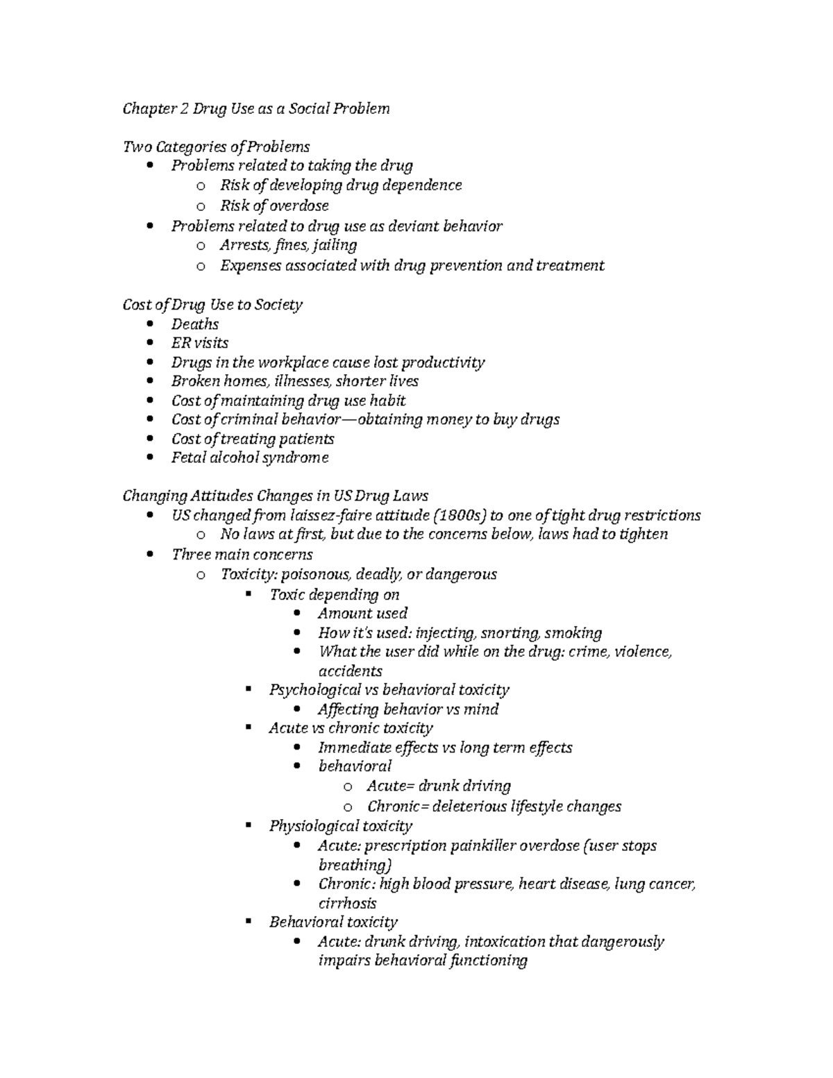 Chapter 2 - notes from textbook. ch 2 - Chapter 2 Drug Use as a Social ...