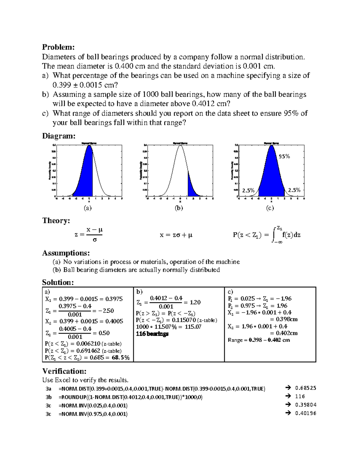 Example Problem Solutions Typed - Problem: Diameters of ball bearings ...