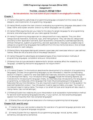 Assignment 1 - CS350 Programming Language Concepts (Fall 202 2 ...
