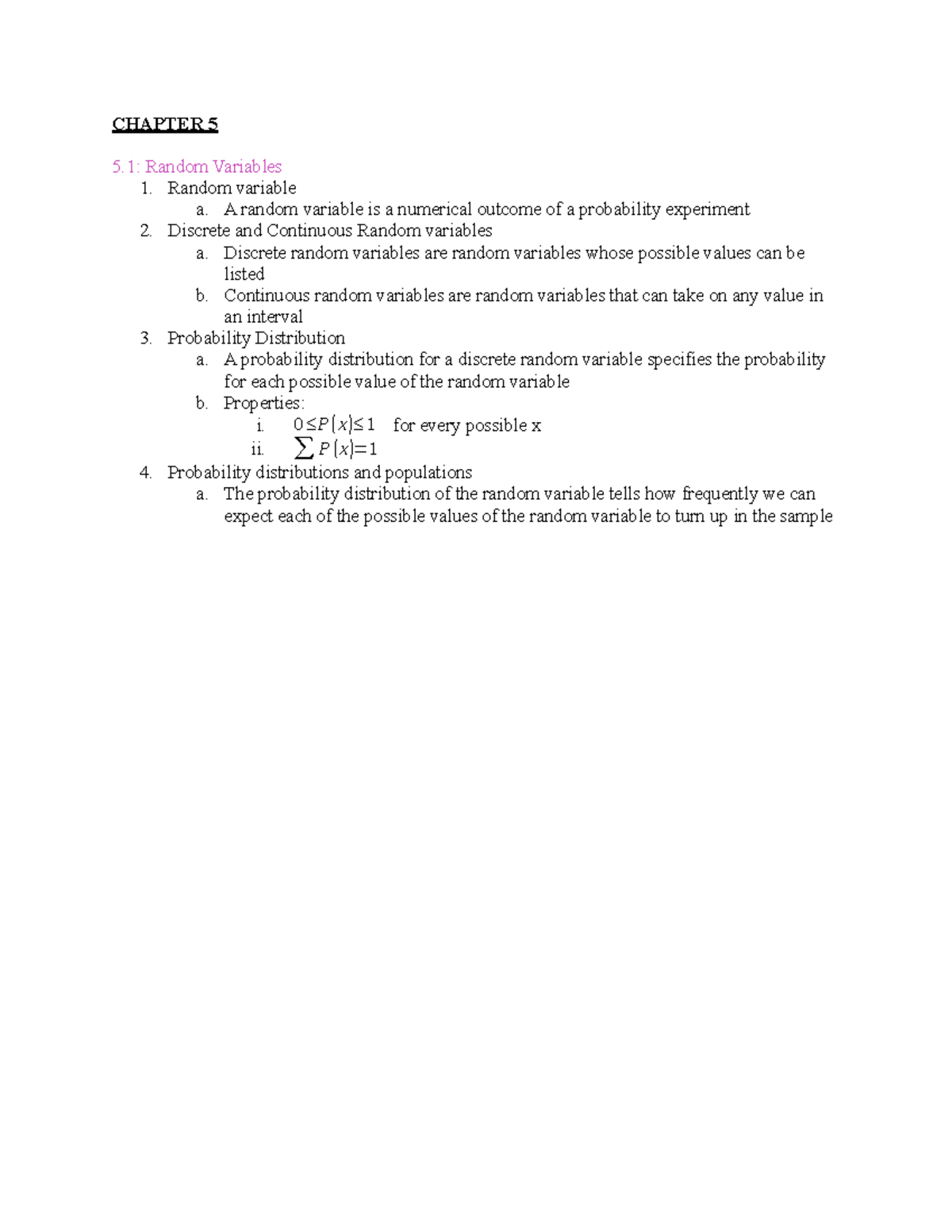 MATH 220 Chapter 5 - Professor Korayem - CHAPTER 5 5: Random Variables ...
