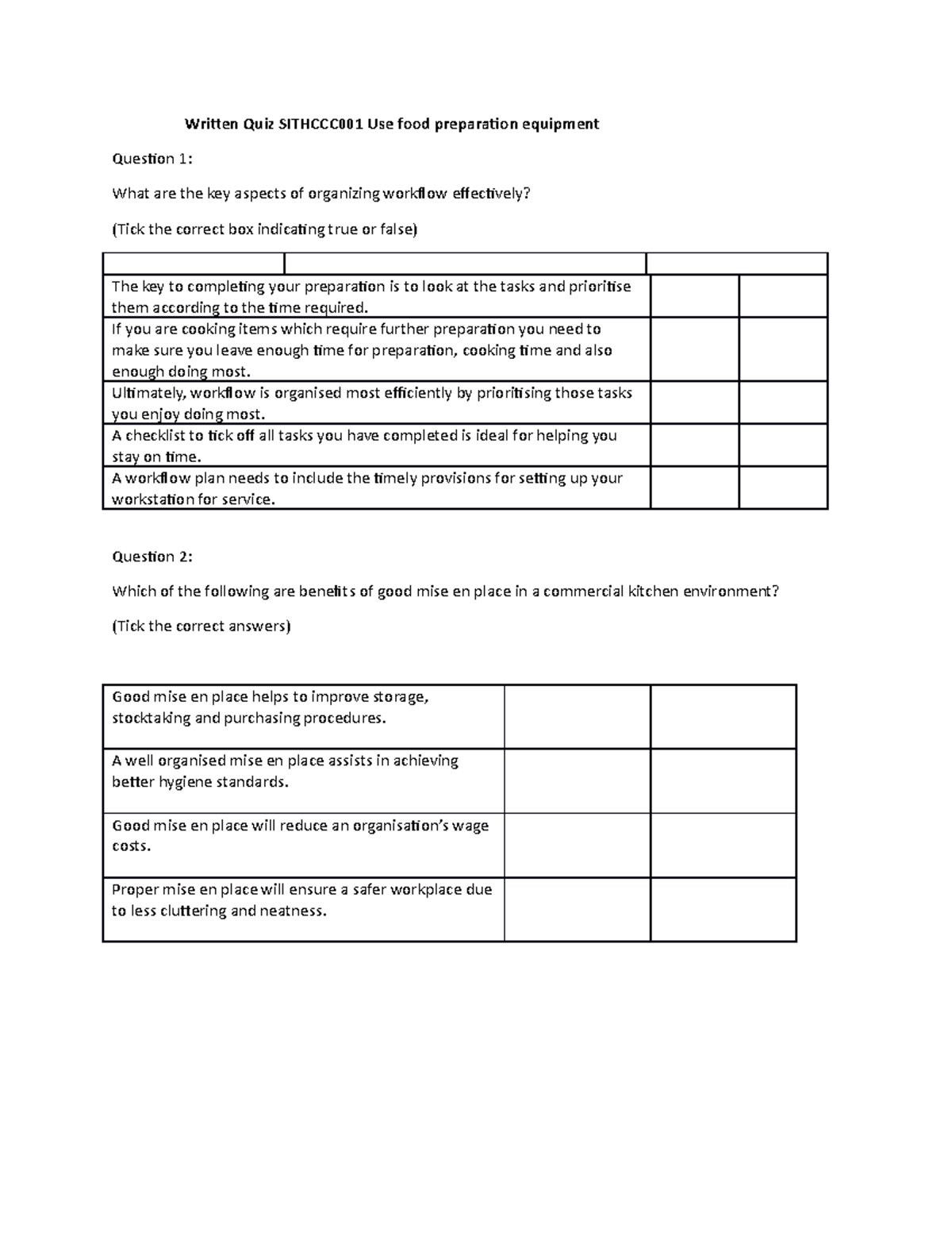 Document (12) well it is a study material Written Quiz SITHCCC001