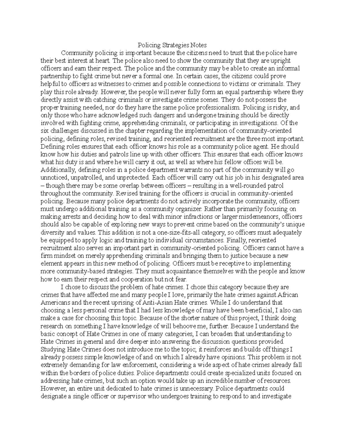 Policing Strategies Notes - Policing Strategies Notes Community ...