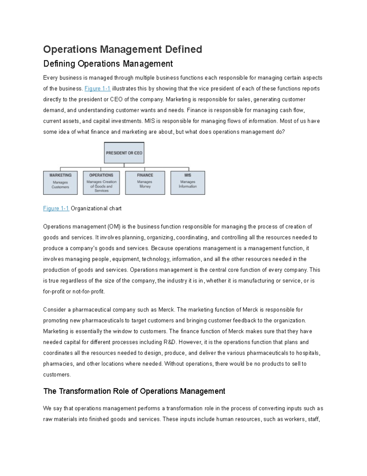 Operations Management Defined - Operations Management Defined Defining ...
