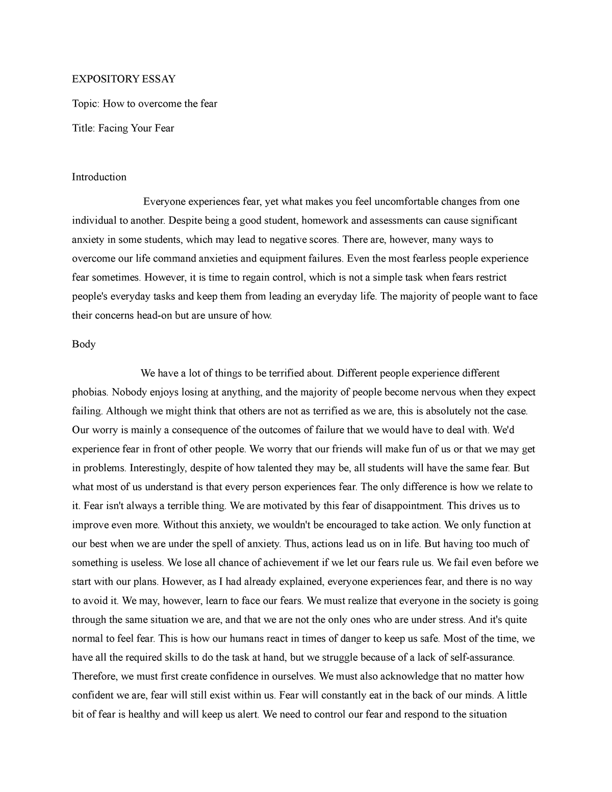 essay about allure of fear