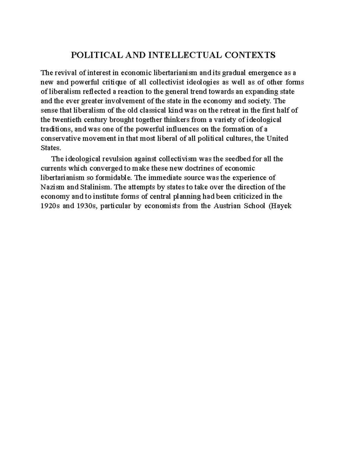Political AND Intellectual Contexts - POLITICAL AND INTELLECTUAL ...