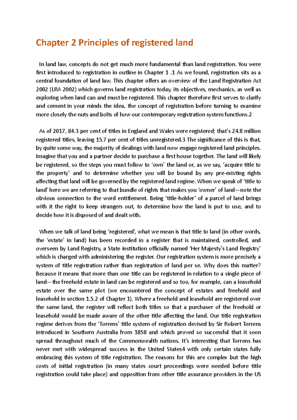 Chapter 2 Principles of registered land You were first introduced to