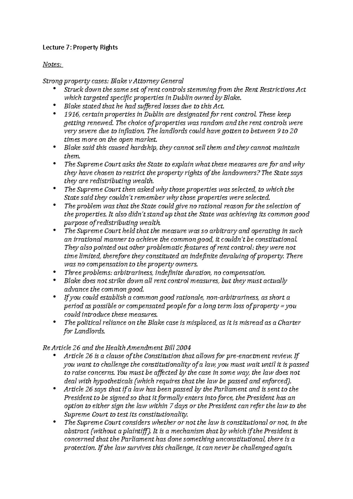 Lecture 7 property rights Lecture 7 Property Rights Notes Strong