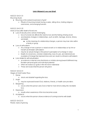 EXAM 2 - Mental Health - Study Group - Cultural Considerations IN LOSS ...