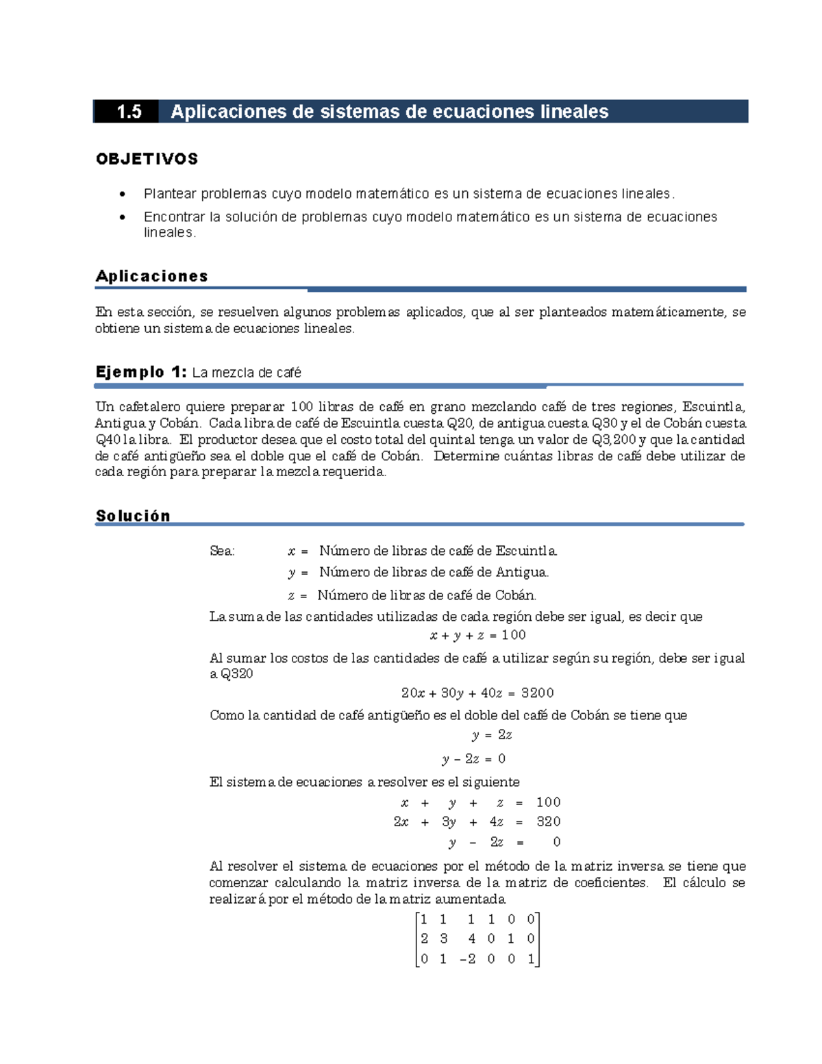 1.5 Aplicaciones De Sistemas De Ecuaciones - Encontrar La Solución De ...