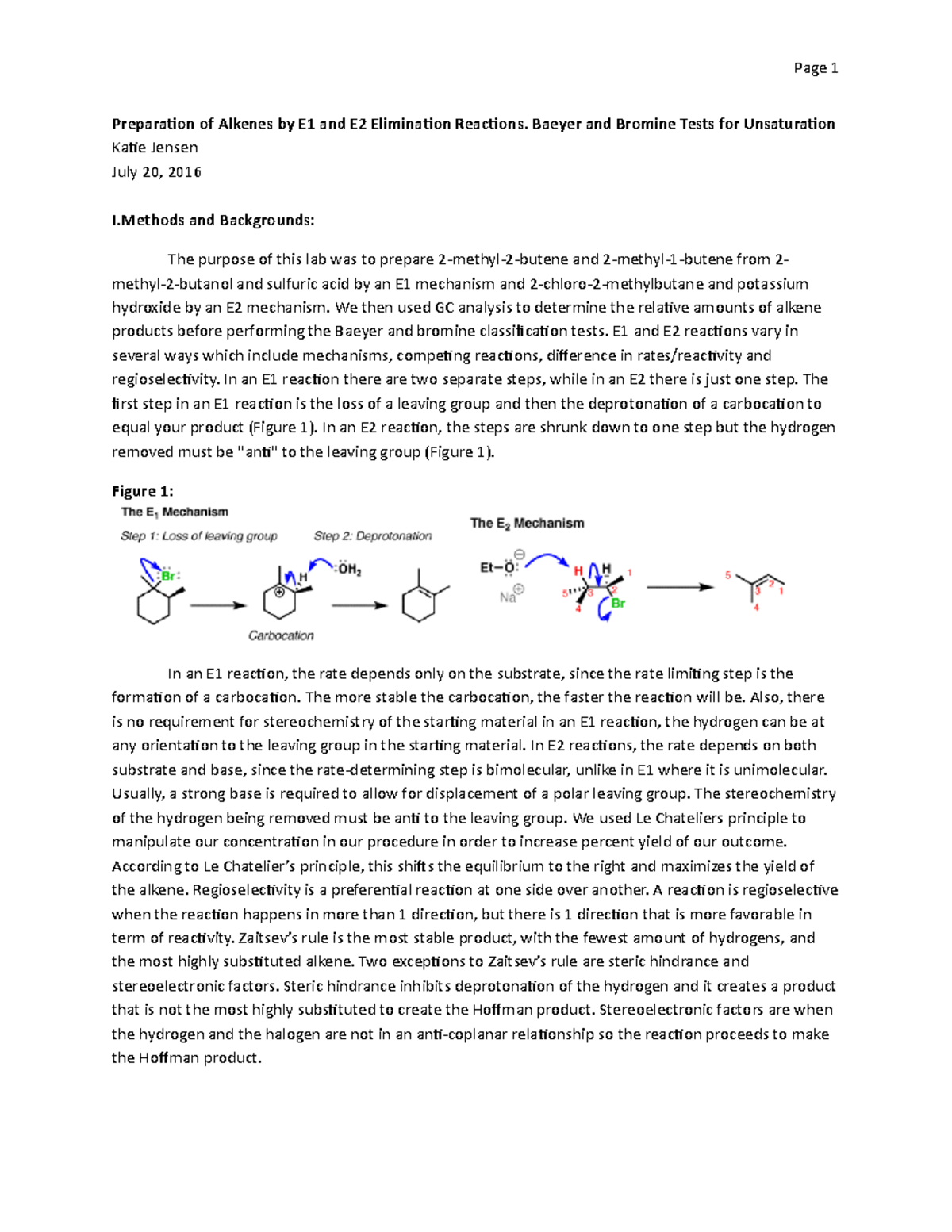 Orgo Lab 8 - 8th Organic Chemistry Lab Report - Page 1 Preparation Of ...