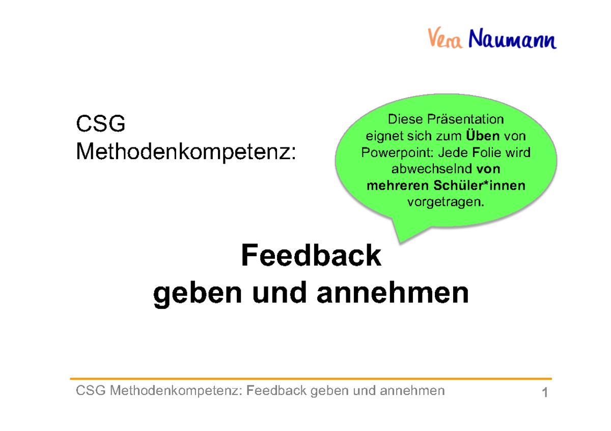 Feedback geben und annehmen - CSG Methodenkompetenz: Feedback geben und ...