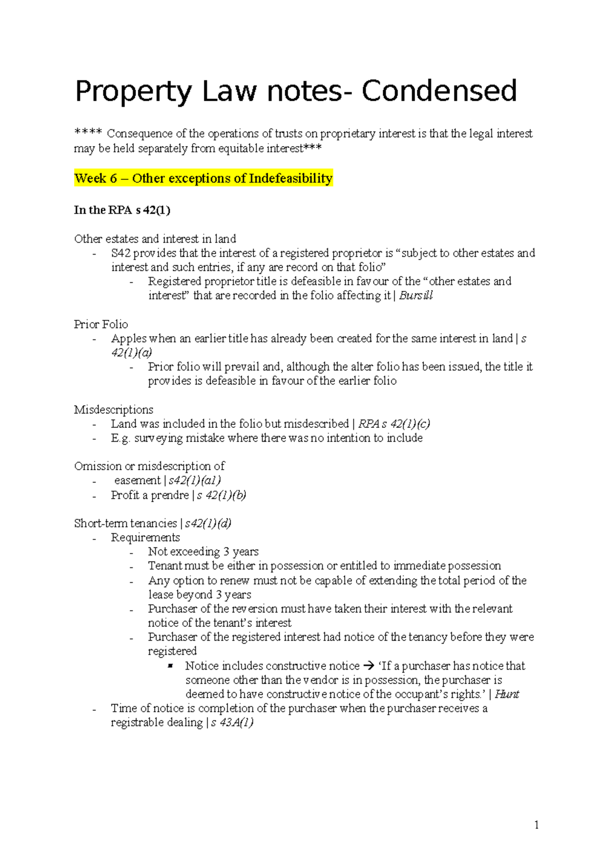 Property-Notes- condensed - LLB2220 - UOW - Studocu