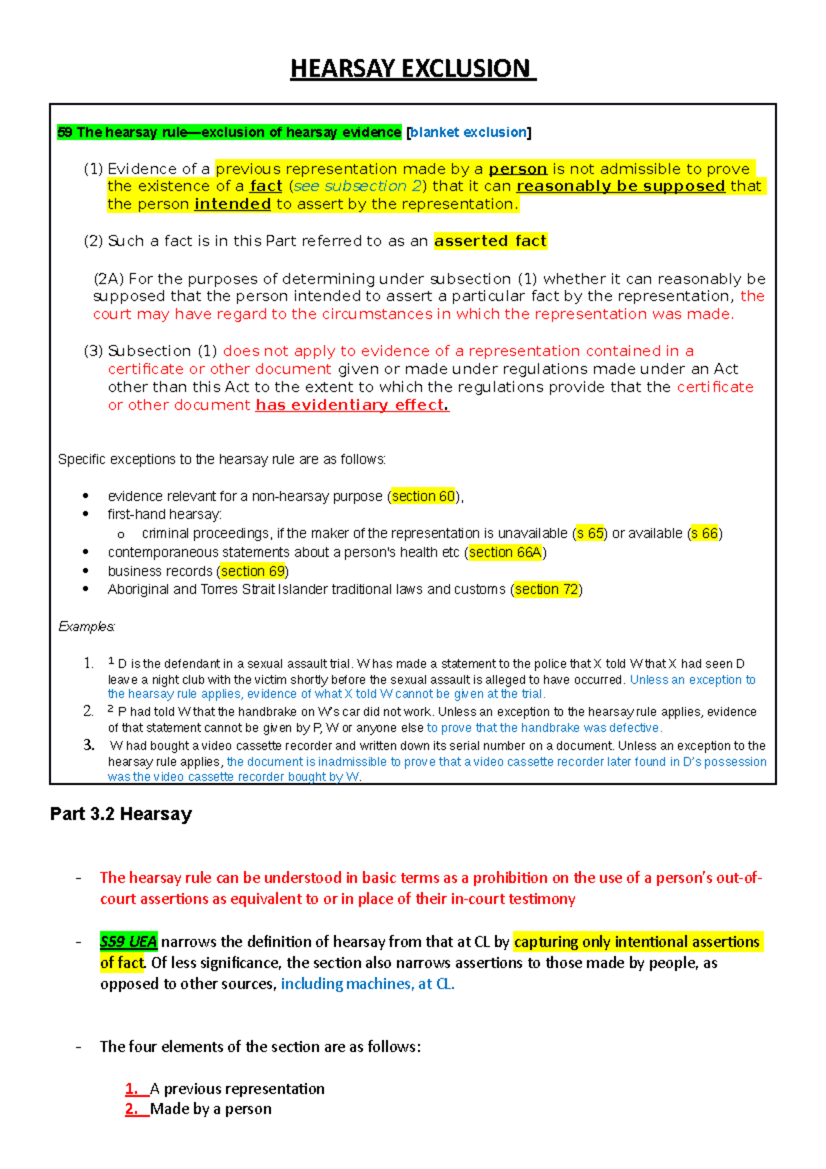 Hearsay Exclusion Vs Exception