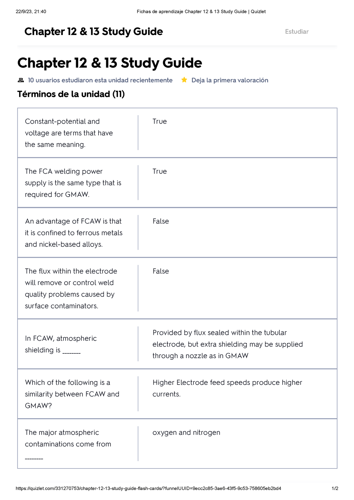 Fichas De Aprendizaje Chapter 12 & 13 Study Guide Quizlet - 22/9/23, 21 ...