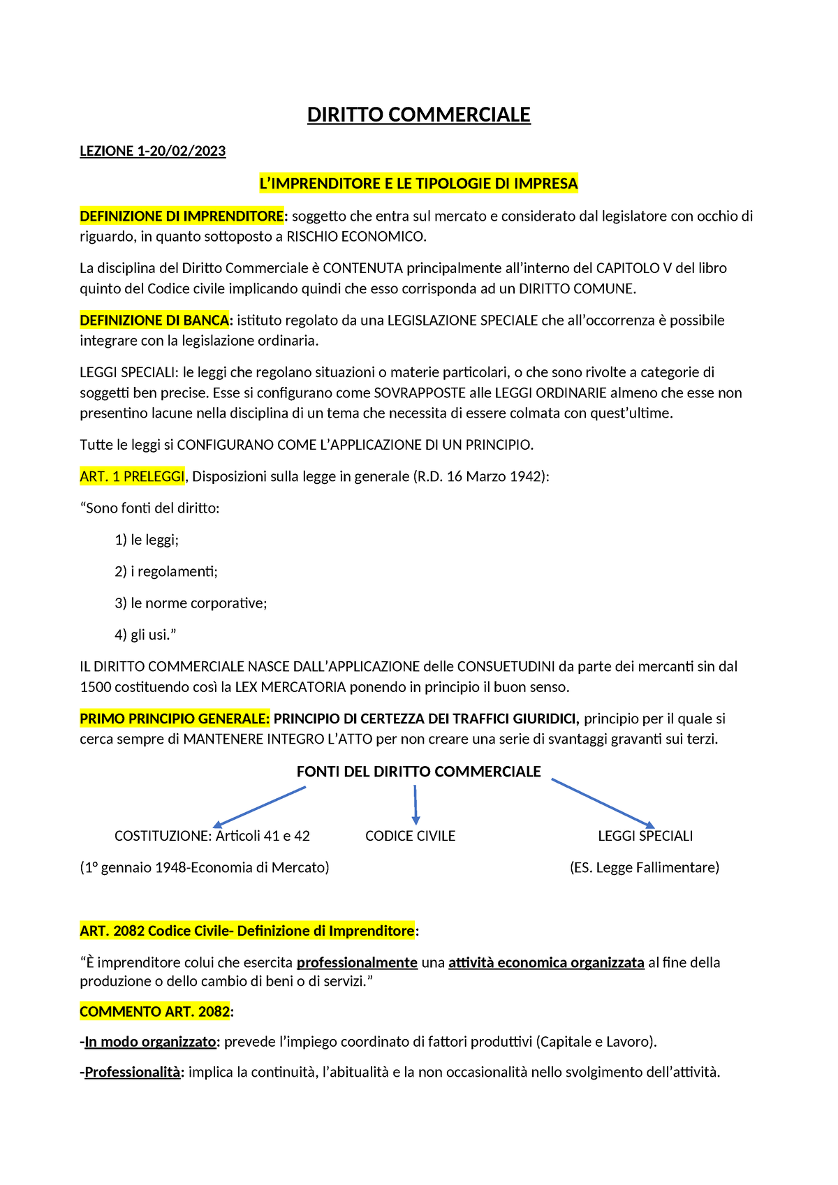 Appunti Di Diritto Commerciale 2 - DIRITTO COMMERCIALE LEZIONE 1-20/02 ...