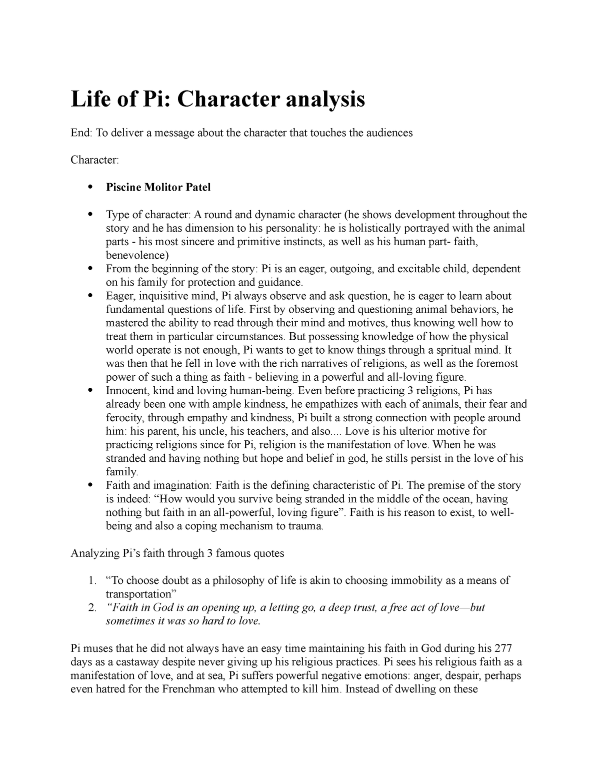 life of pi literary essay on religion