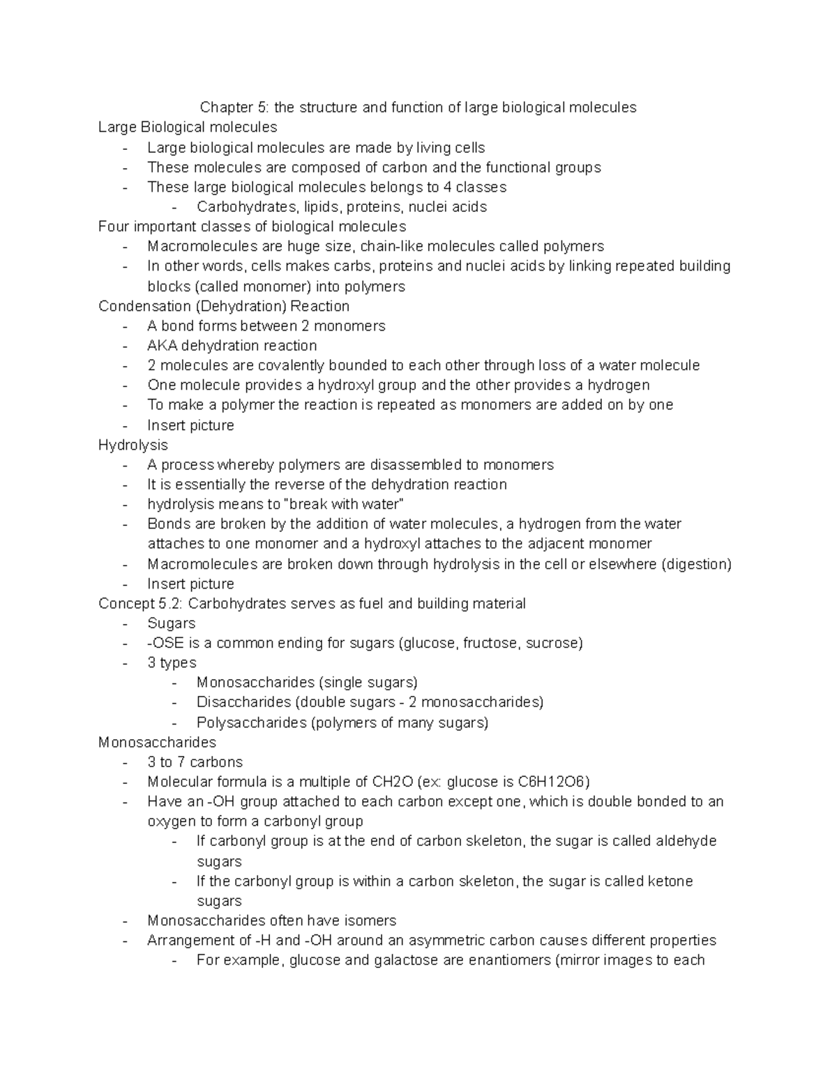 Chapter 5 - Notes Over The Structure And Function Of Large Biological ...