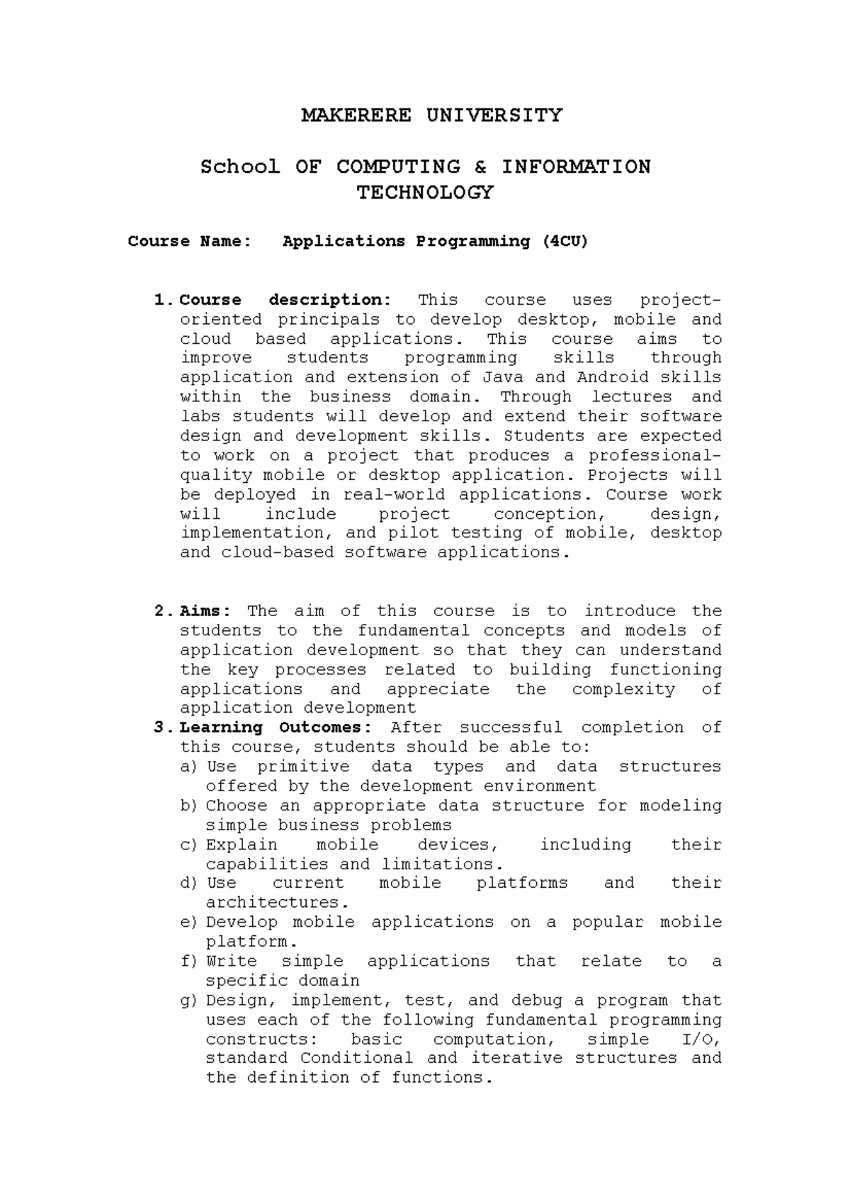 Applications Development Course Guide - MAKERERE UNIVERSITY School OF ...