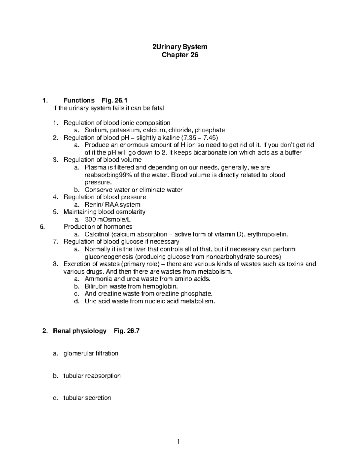 Urinary System - 2Urinary System Chapter 26 Functions Fig. 26. If The ...