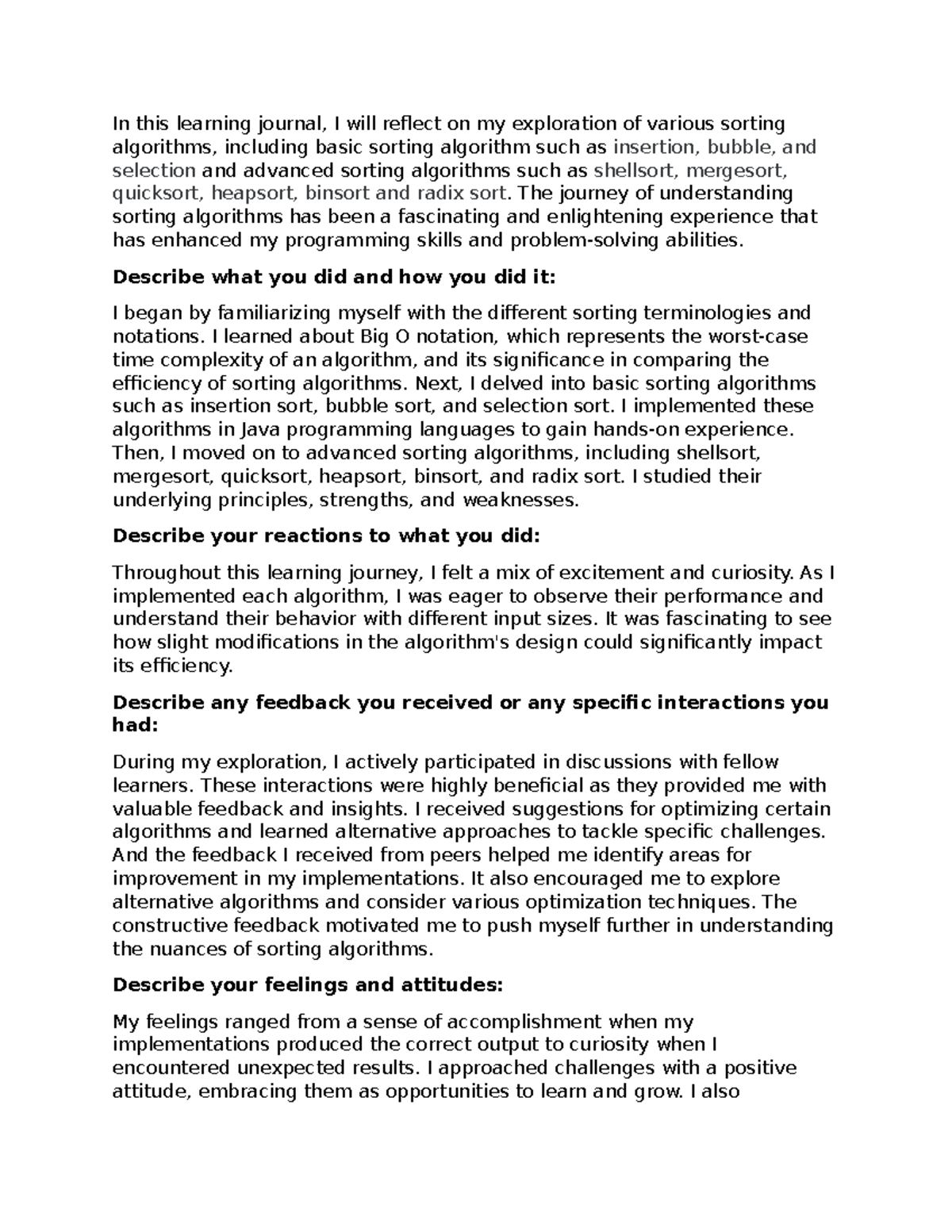 Learning Journal Unit 6 - In this learning journal, I will reflect on ...