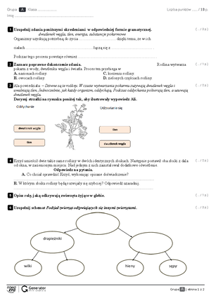 Klasa 5, dział 1 - Biologia nauka o życiu - WYPEŁ Niony - Klasa 5