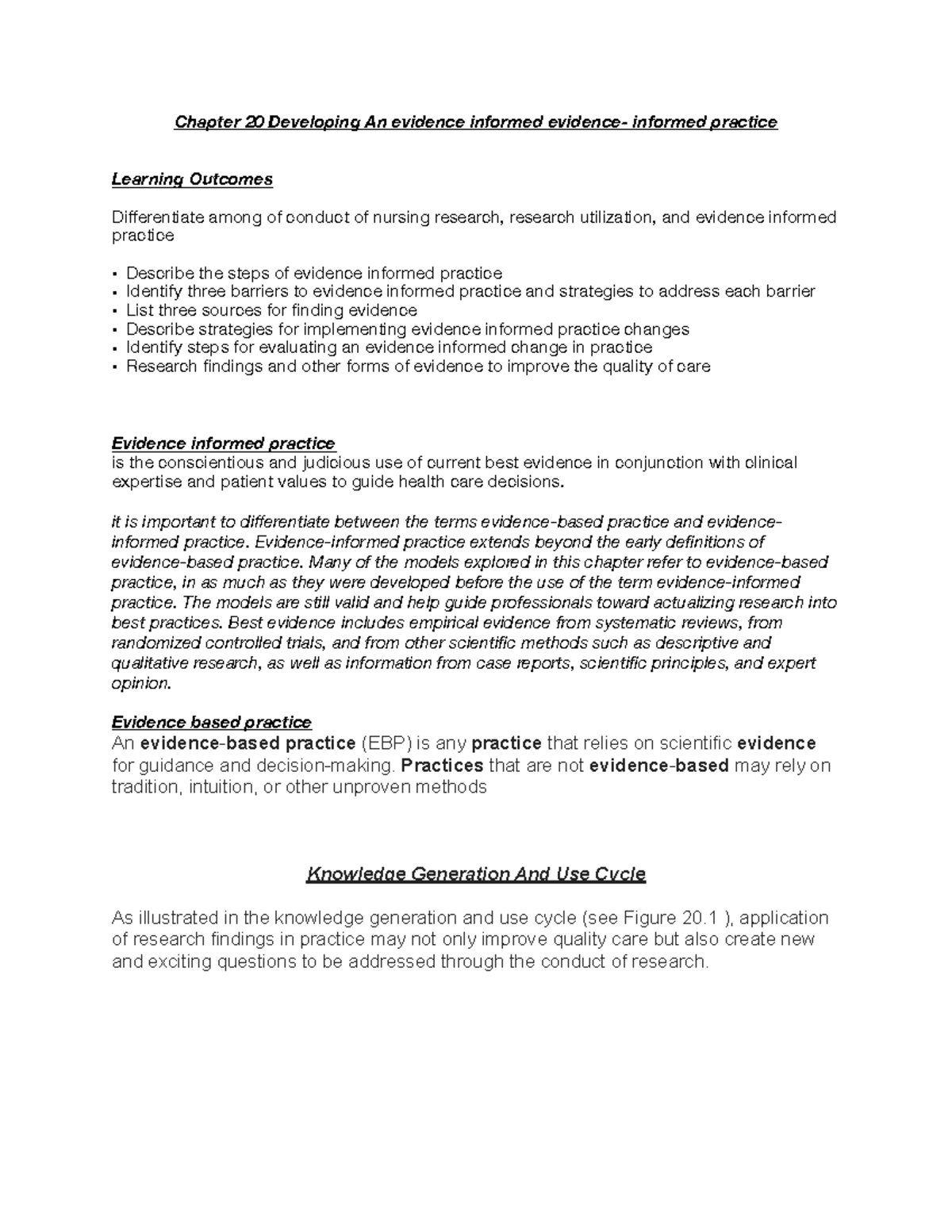1351 Week 2 Evidence Based Practicve PDF - Chapter 20 Developing An ...