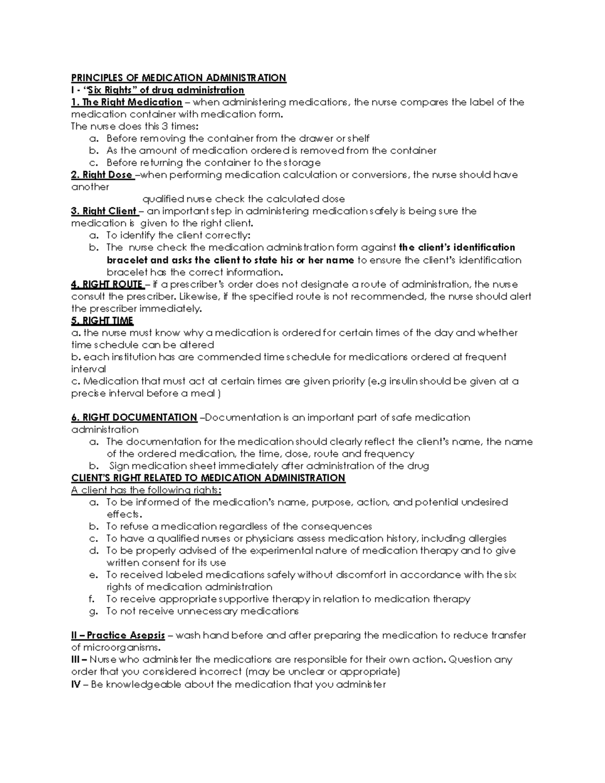 Funda -The Principles of Medication Administration - PRINCIPLES OF ...