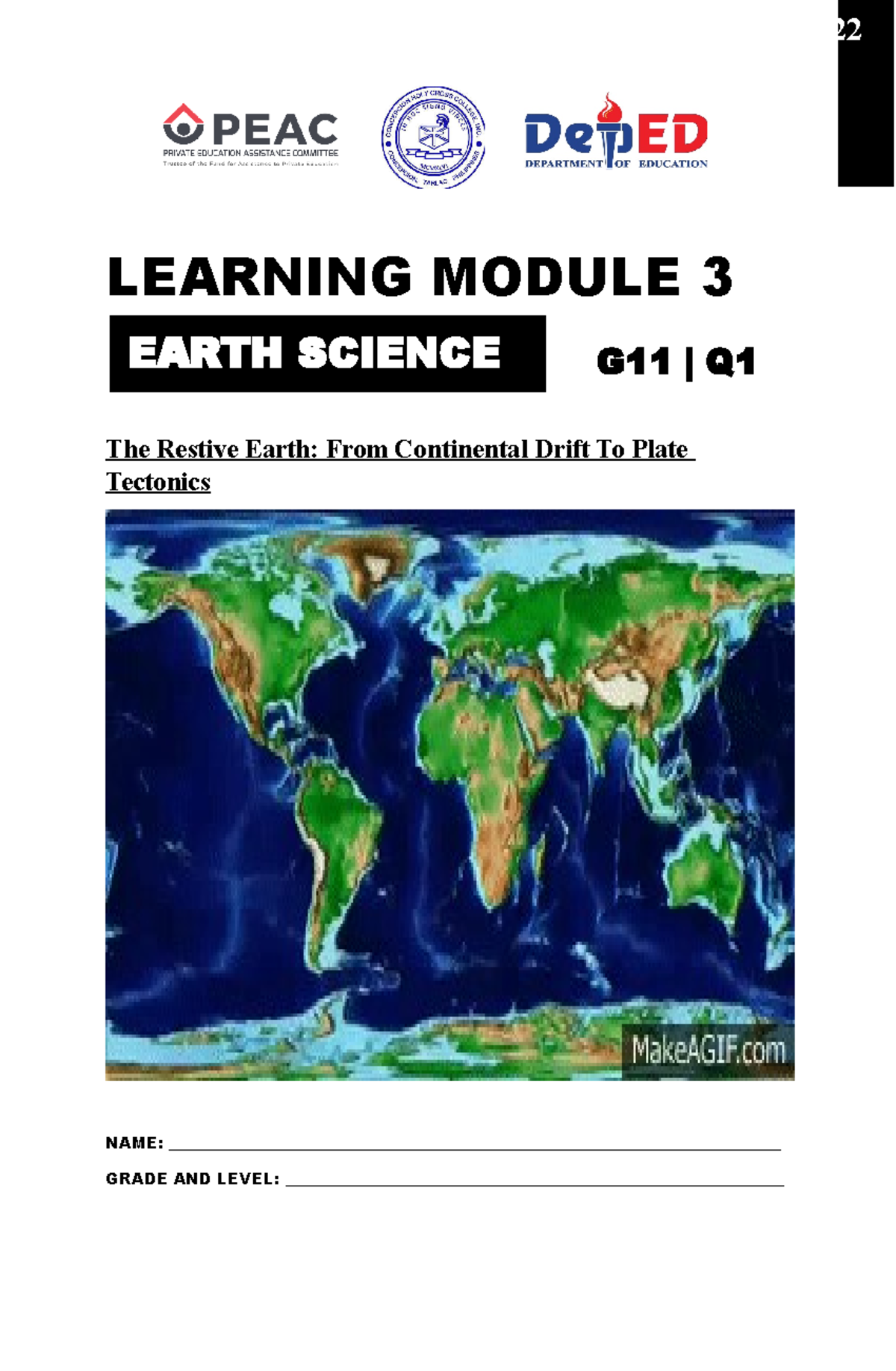 Grade-11 - Earth Science-Module-2-Q1 - LEARNING MODULE 3 The Restive ...