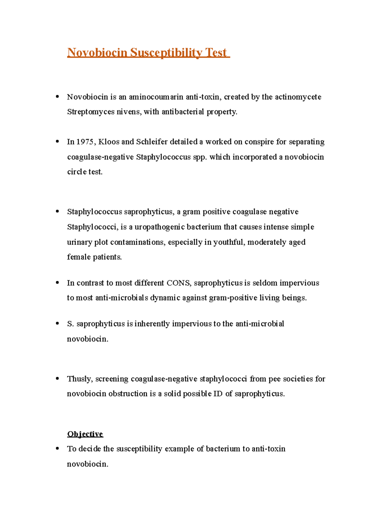 Novobiocin Susceptibility Test - In 1975, Kloos and Schleifer detailed ...