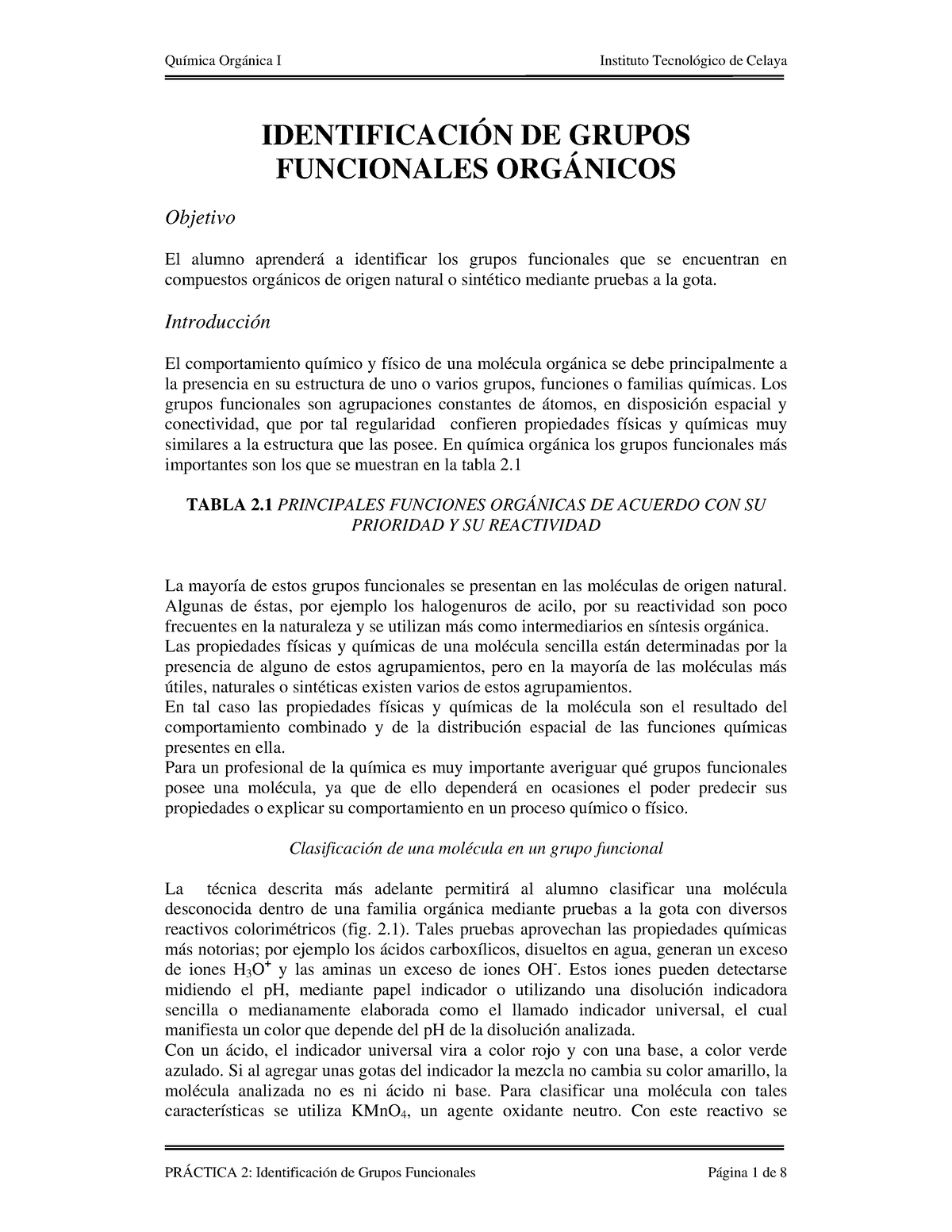 P2 Gpos. Funcionales - IDENTIFICACIÓN DE GRUPOS FUNCIONALES ORGÁNICOS ...