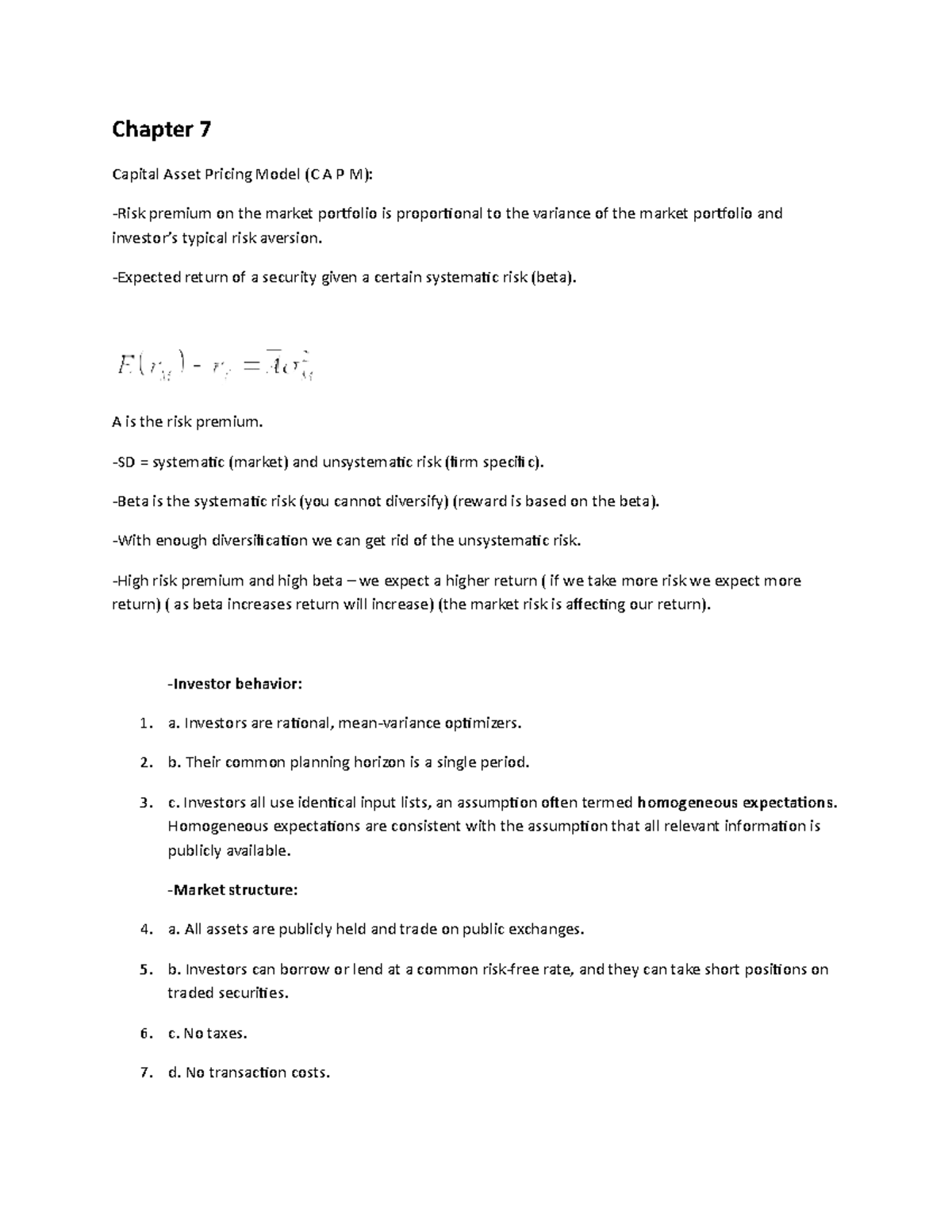 Chapter 7 - DR NABIL - Chapter 7 Capital Asset Pricing Model (C A P M ...