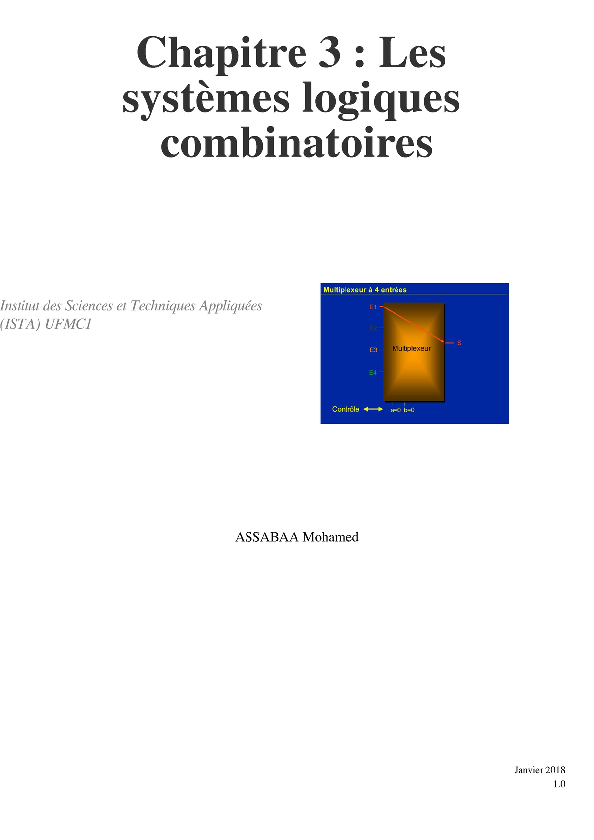 Chapitre 3 Les Systèmes Logique Combinatoire - Chapitre 3 : Les ...