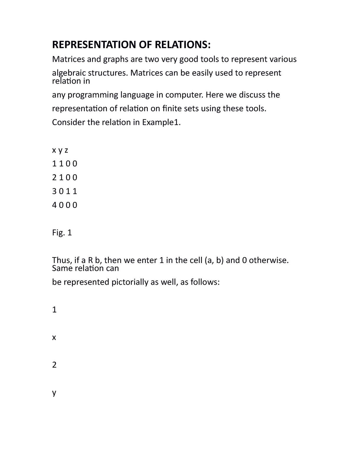 Representation OF Relations - REPRESENTATION OF RELATIONS: Matrices And ...