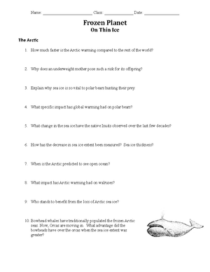 Frozen Planet - Episode 7 - On Thin Ice - Video Response Worksheet and Key  - Amped Up Learning