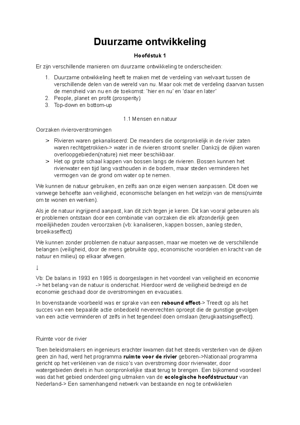 Duurzame Ontwikkeling Samenvatting Hoofdstuk 1.1 En 1.2 - Duurzame ...