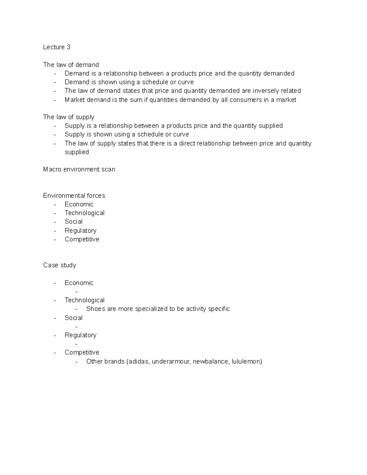MGMT lecture notes - Lecture 3 The law of demand - Demand is a ...