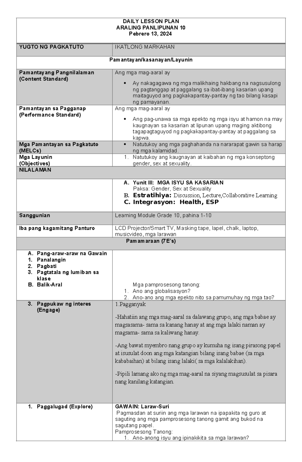 Banghay aralin sa araling panlipunan daily lesson plan araling