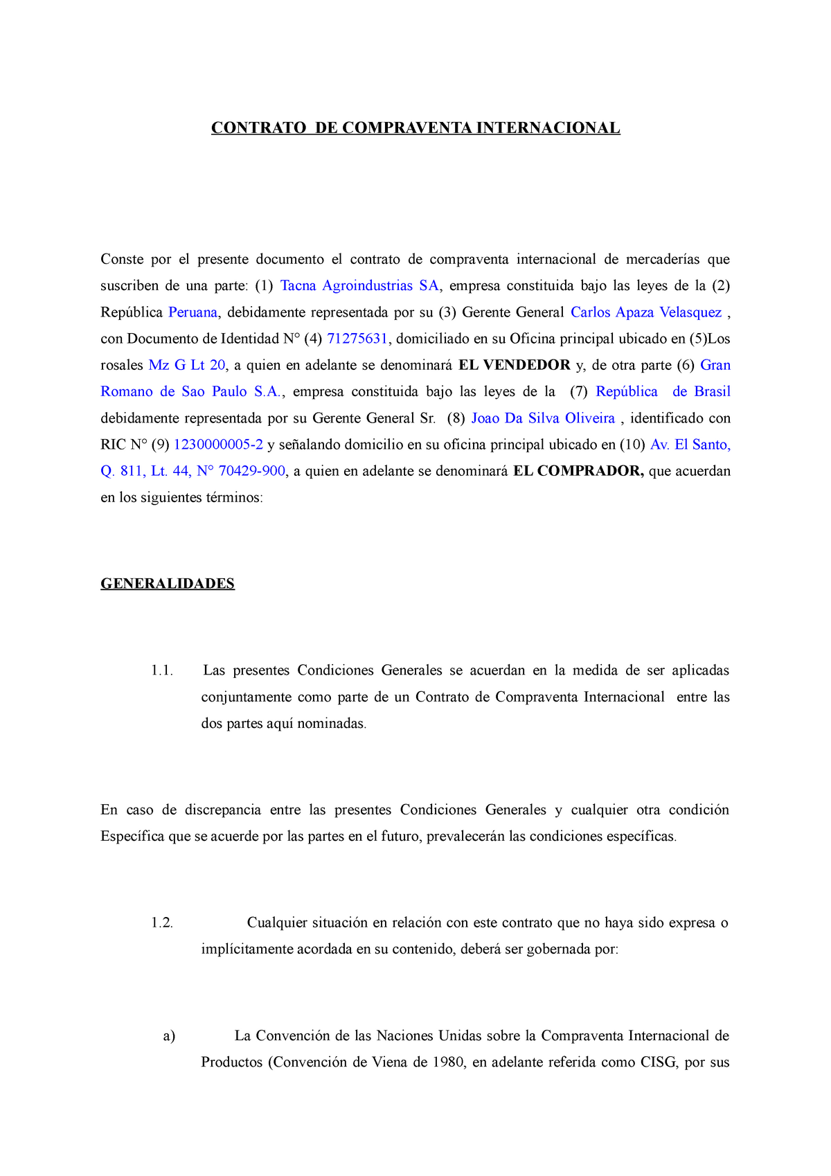 Final Contrato De Compra Venta Contrato De Compraventa Internacional Conste Por El Presente 1475