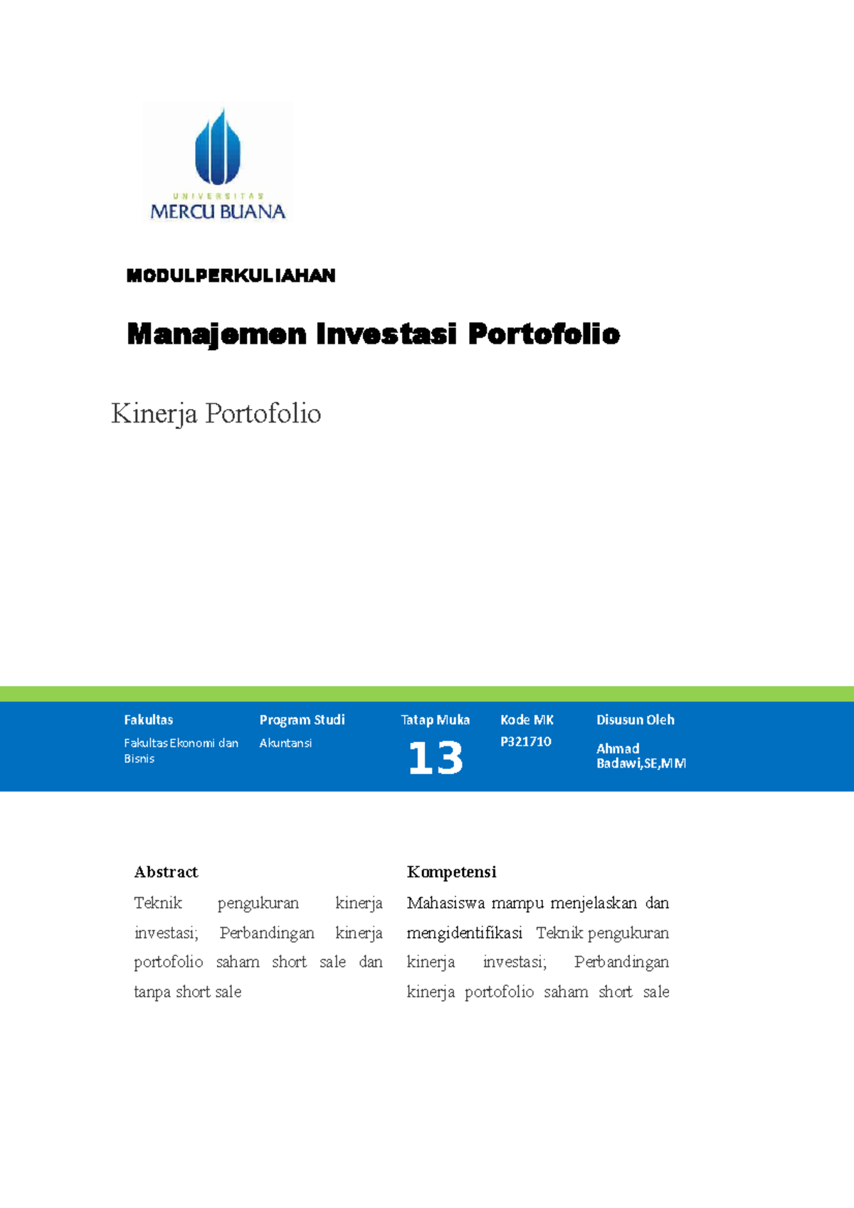 Modul Manajemen Investasi Portfolio [TM14] - MODULPERKULIAHAN Manajemen ...