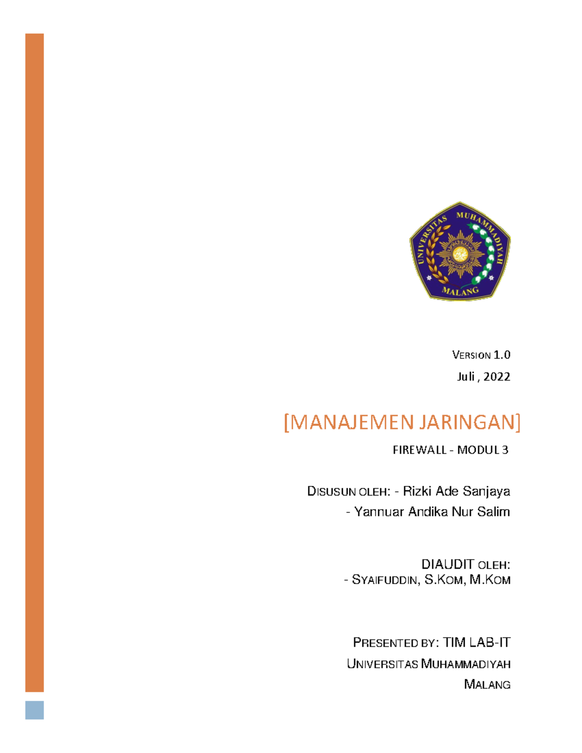 Modul 3 attachment - Manajemen Jaringan - VERSION 1. Juli , 2022 ...