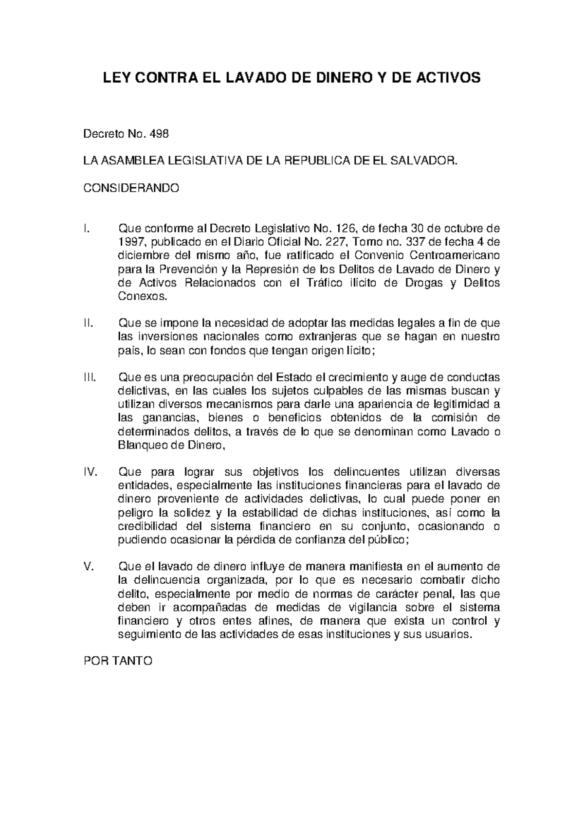 Ley contra el lavado de dinero y activos - LEY CONTRA EL LAVADO DE ...