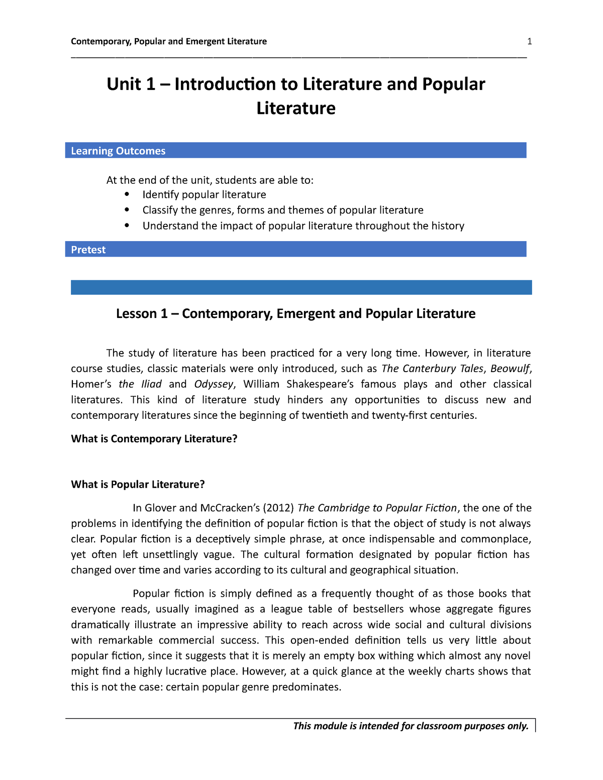 Module-SPEC-122-E Contemporary, Emergent - Contemporary, Popular And ...