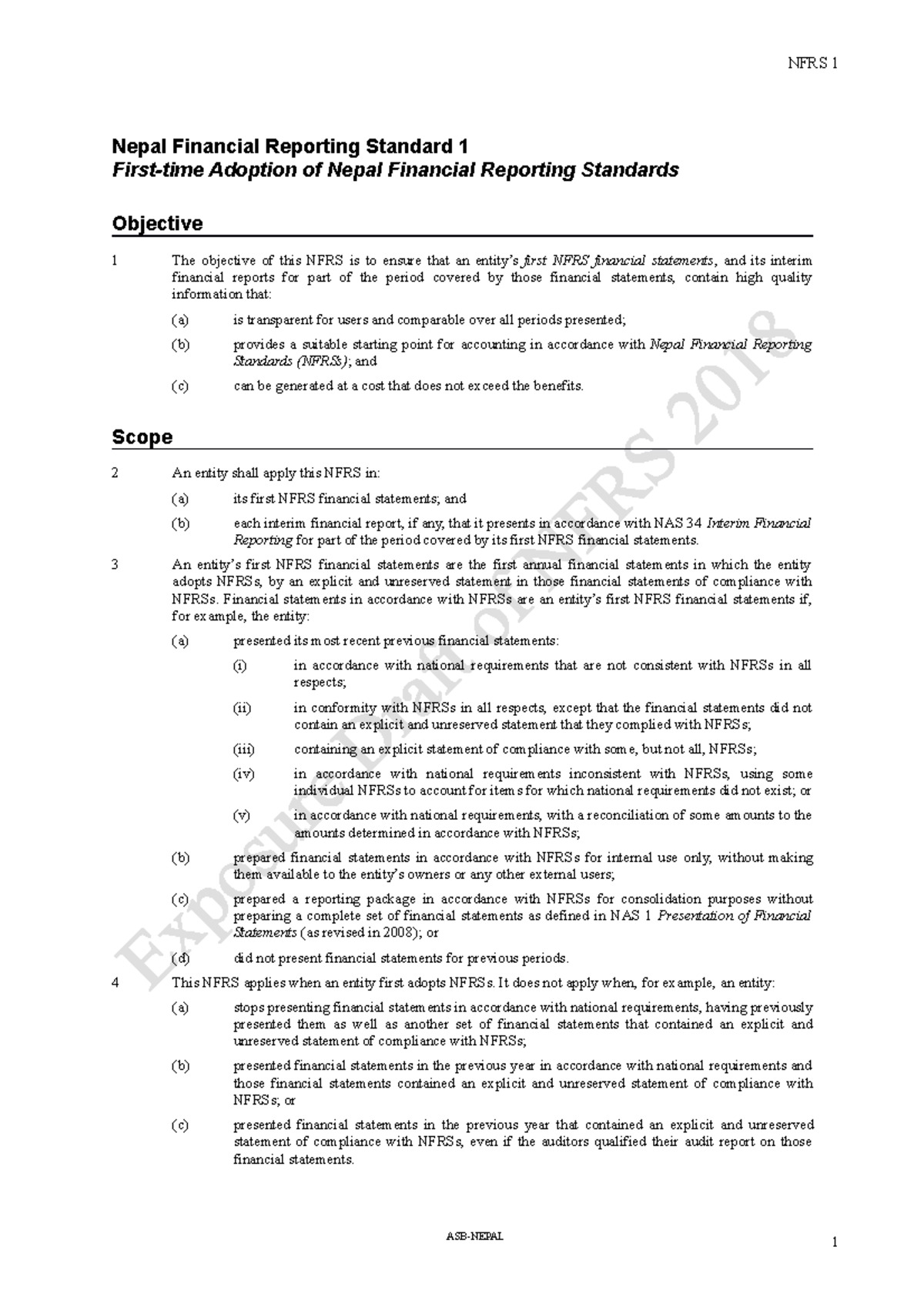 NFRS 1 ACCOUNTING STANDARD APPLICABLE TO NEPAL Nepal Financial