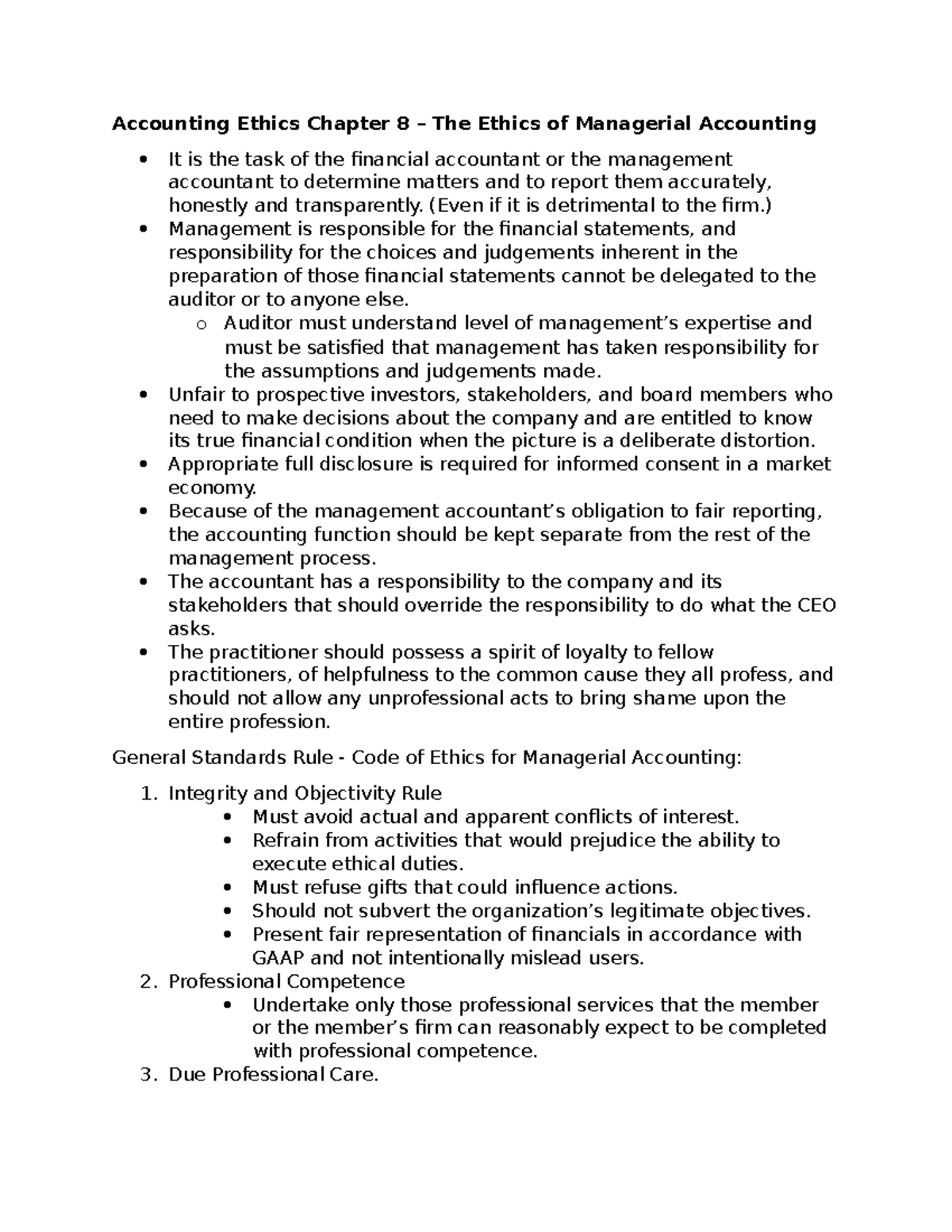 Accounting Ethics Chapter 8 (Even if it is detrimental to the firm